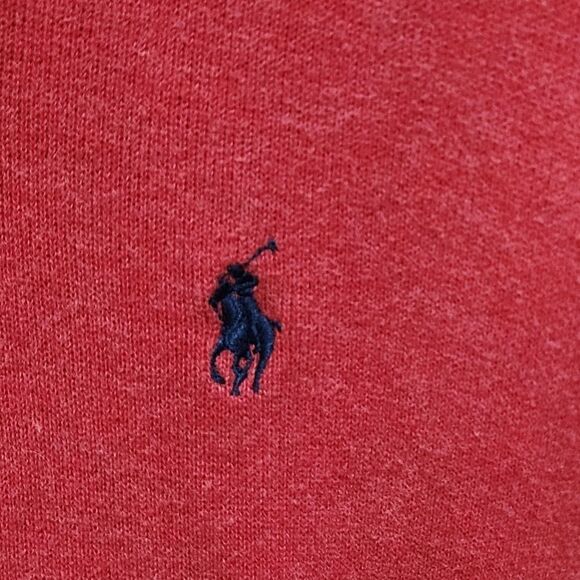 Polo Ralph Lauren Sweater Mens L Red Cotton Shawl Collar Blue Pony Lg Slv Preppy - Picture 4 of 8